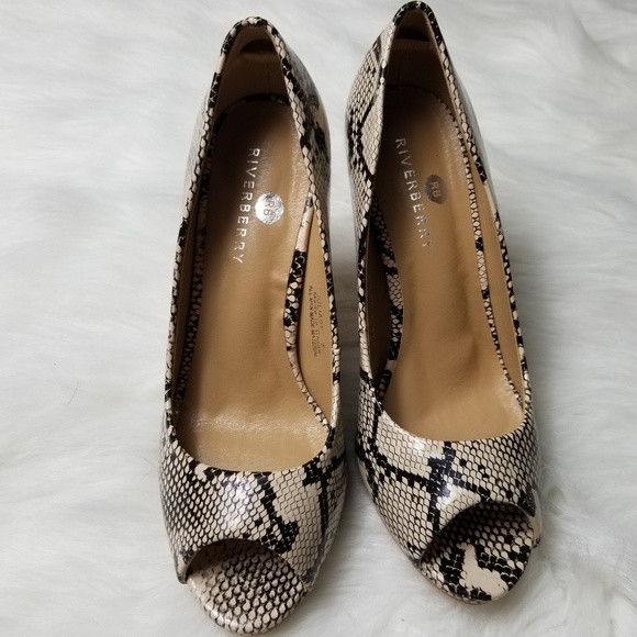 Riverberry Shoes - NWB Peep Toe Heels Faux Snake Skin